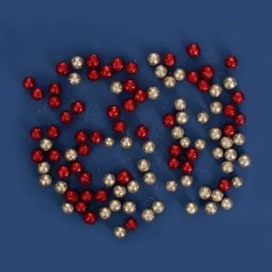 Bile decorative de Craciun rosii bej sampanie cu glitter 1cm