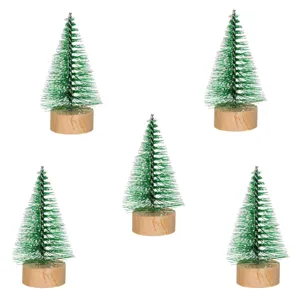 Set Brazi Decorativi de Crăciun cu Glitter și Zăpadă pe Bază Lemn