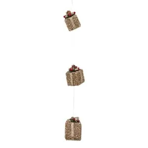 Decoratiune Crăciun Cutii Cadou Spumă Bej Șampanie Conuri 63cm