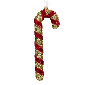 Ornament de Crăciun Acadea Aurie Roșie cu Glitter, 12 cm din Spumă