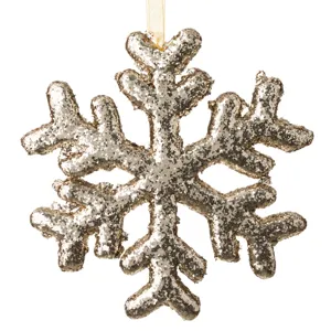 Ornament de brad de Crăciun cu fulg spumă bej glitter