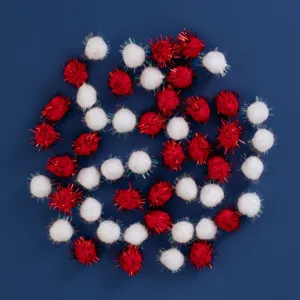 Globuri Decorative Crăciun Albe și Roșii cu Tinsel, Set 50 Bucăți