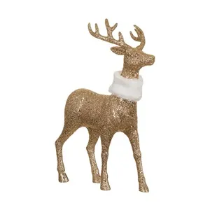Figură Decorativă Cerb Crăciun Glitter Blană Albă 27cm