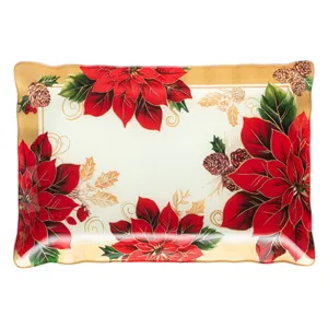 Platou Sticlă Crăciuniță Dreptunghiular Multicolor 31x21cm