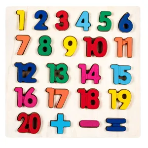 Puzzle din Lemn cu Cifre, 23 piese, Multicolor, 28x27.5cm