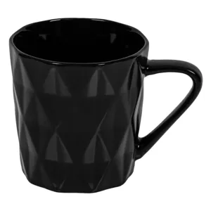 Cana ceramica neagra cu model romburi, 350 ml