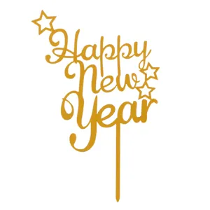 Ornament pentru Tort Chec New Year Auriu