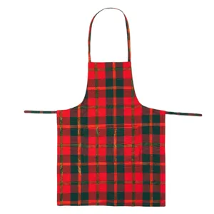 Șorț de Bucătărie Crăciun Carouri Roșii Verzi Lurex Auriu 77x57cm