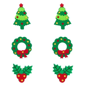 Set Autocolante de Pasla Modele de Crăciun Verde din Pâslă