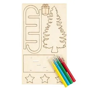 Set Ornate de Lemn pentru Crăciun cu Sanie și Carioci Mini