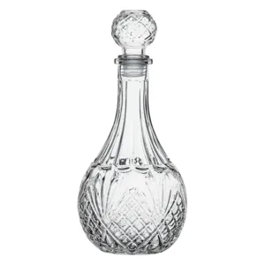 Sticlă rotundă transparentă pentru lichior, 900 ml, cu capac