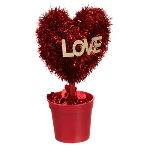 Ghiveci Decorativ Inima Rosie cu Mesaj Love, 22 cm