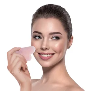 Piatra Gua Sha pentru masaj facial și corp roz