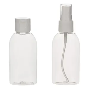 Set sticle călătorie transparente 60 ml cu capac pulverizator și filet