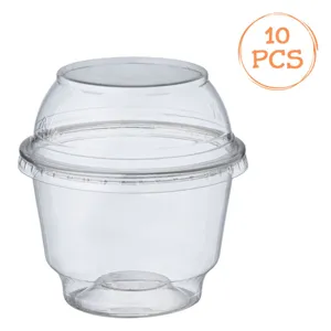 Boluri Reutilizabile cu Capac, Transparente, 285 ml, Set 10 buc