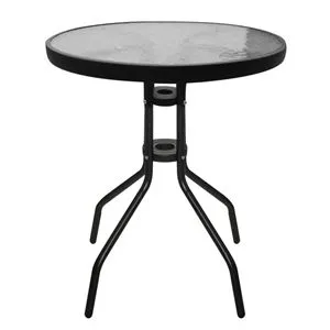 Masă Metalică Negru cu Suprafață din Sticlă - Design Industrial