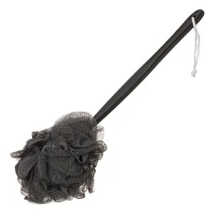 Burete de baie din plasă cu mâner lung, Negru, 39 cm