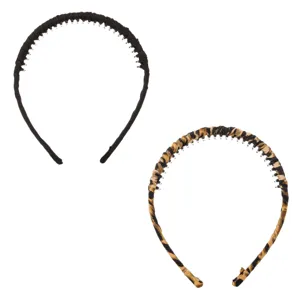 Set de coronite pentru păr cu pieptene neagră și animal print
