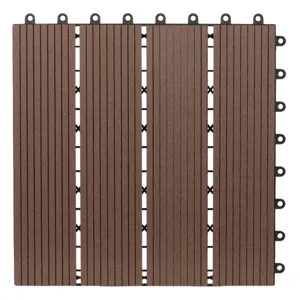 Placă Podea de Exterior din Lemn Maro - Sistem Puzzle Reutilizabil