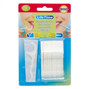 Scobitori cu ata dentara 30 buc plastic albe