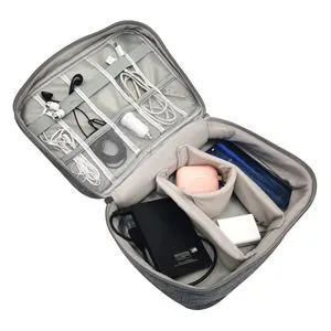 Geantă Organizator Accesorii Electronice – Gri, Textil