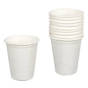 Set pahare albe din trestie de zahăr, compostabile, 260 ml