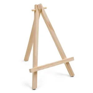 Șevalet de masă din lemn natural, 22 cm, design tripod simplu