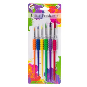 Set 6 Pensule Pictură cu Vârf Rotund și Mâner Texturat