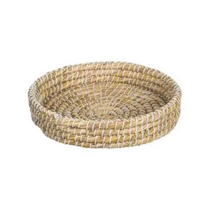 Tava Rotundă din Paie Naturală cu Textură Împletită