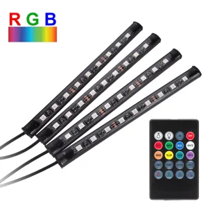 Lampă bară LED cu USB și telecomandă, Set 4 bucăți, Culori multiple