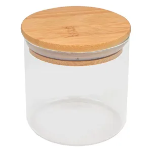 Borcan de depozitare din sticlă, 350 ml, capac bambus