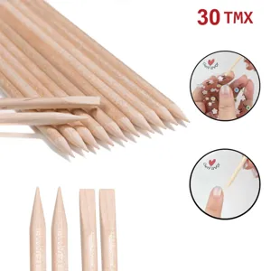 Bețișoare pentru manichiură din lemn set de 30 bucăți, 10 cm