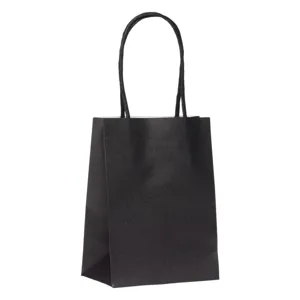 Sacoușă kraft neagră pentru cadouri, dimensiuni 10.8 x 6.4 x 14.6 cm