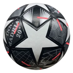 Minge de fotbal Nr. 5, neagră cu accente aurii, model stele