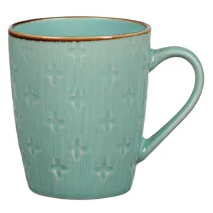 Cana Ceramică Verde Menta cu Model Cruce 3D - Decorație Unică