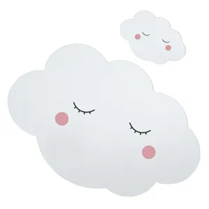 Autocolant decorativ acrilic cu efect de oglinda, Nori cu obraji roz, 2 bucati, 25x17 cm