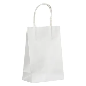 Sacos pentru cadou din hartie kraft alba, ideal pentru ambalare