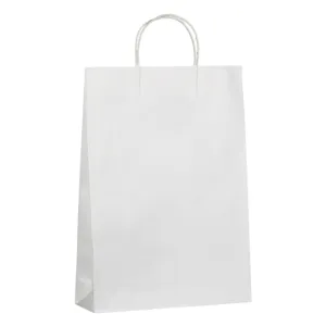 Sacos pentru cadou din hartie kraft alba, dimensiuni 33x10x46cm