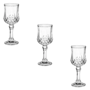 Set 3 Pahare pentru Lichior din Sticlă Transparentă cu Picior și Model Diamond, 56.8 ml