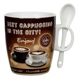 Set Cană Mini din Porțelan cu Linguriță pentru Cafea