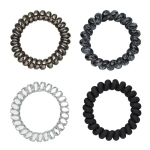 Set 4 Elastice de Par din Plastic, Finisaj Mat si Shiny, Multicolor