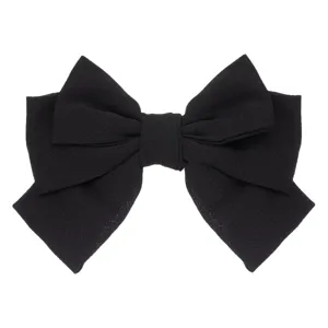 Clamă de păr cu fundă, neagră, 22 cm