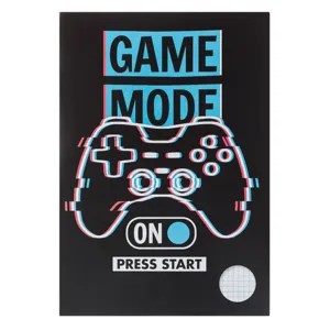 Caiet de matematică A4, 80 de coli, copertă neagră cu imprimeu Game Mode
