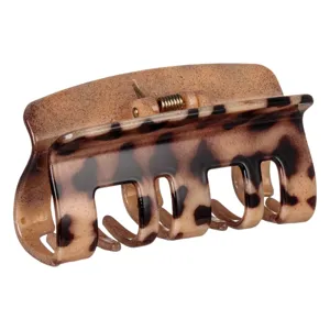 Clamă de păr cu model leopard, Bej, 8.5 cm