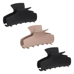 Clame de păr, Set 3 buc, Negru și Nude Mat, 9 cm