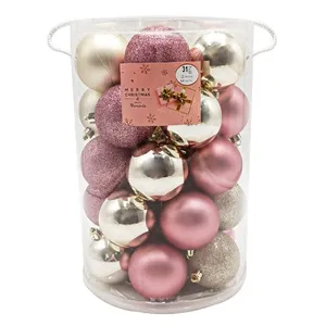 Set Globuri de Craciun Roz Auriu Glitter - Decorațiuni Magice