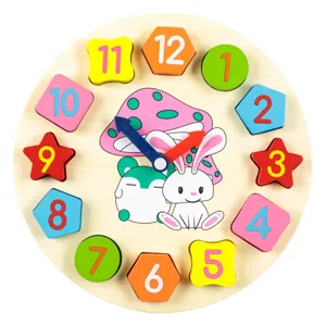 Puzzle din lemn ceas cu animale, 12 piese, pentru educație