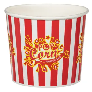 Cutie pentru Popcorn din Carton cu Dungi Roșii și Albe