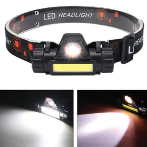 Lanternă frontală cu LED 3W, Magnet, Banda reglabilă, Negru