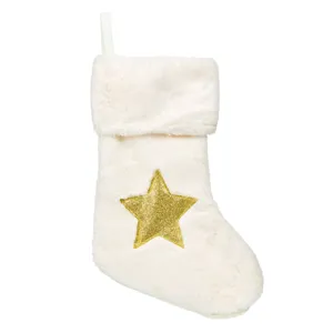 Cizmuliță Decorativă Crăciun Stea Glitter Ecru Poliester
